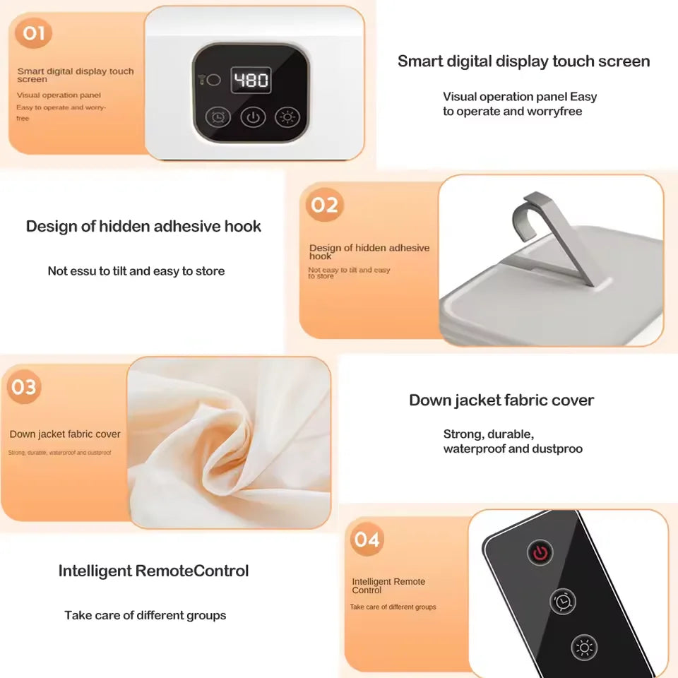 Multifunctional Dryer Electric Clothes Dryer Portable Low-noise Foldable Laundry Dryer Warm air Heating clothing and timing mode