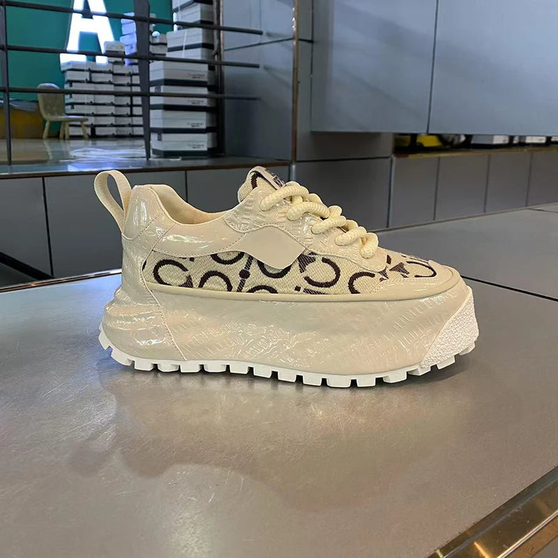 Men's Shoes 2025 Spring and Autumn Fashion Trend Printed Thick Sole Height Increasing Casual Shoes Versatile Warm Sports Shoes