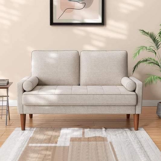 Loveseat Sofa, 48 Inch Small Sofa Couch for Bedroom and Living Room, Removable Sofa Cover Spring Cushions and Solid Wood Frame
