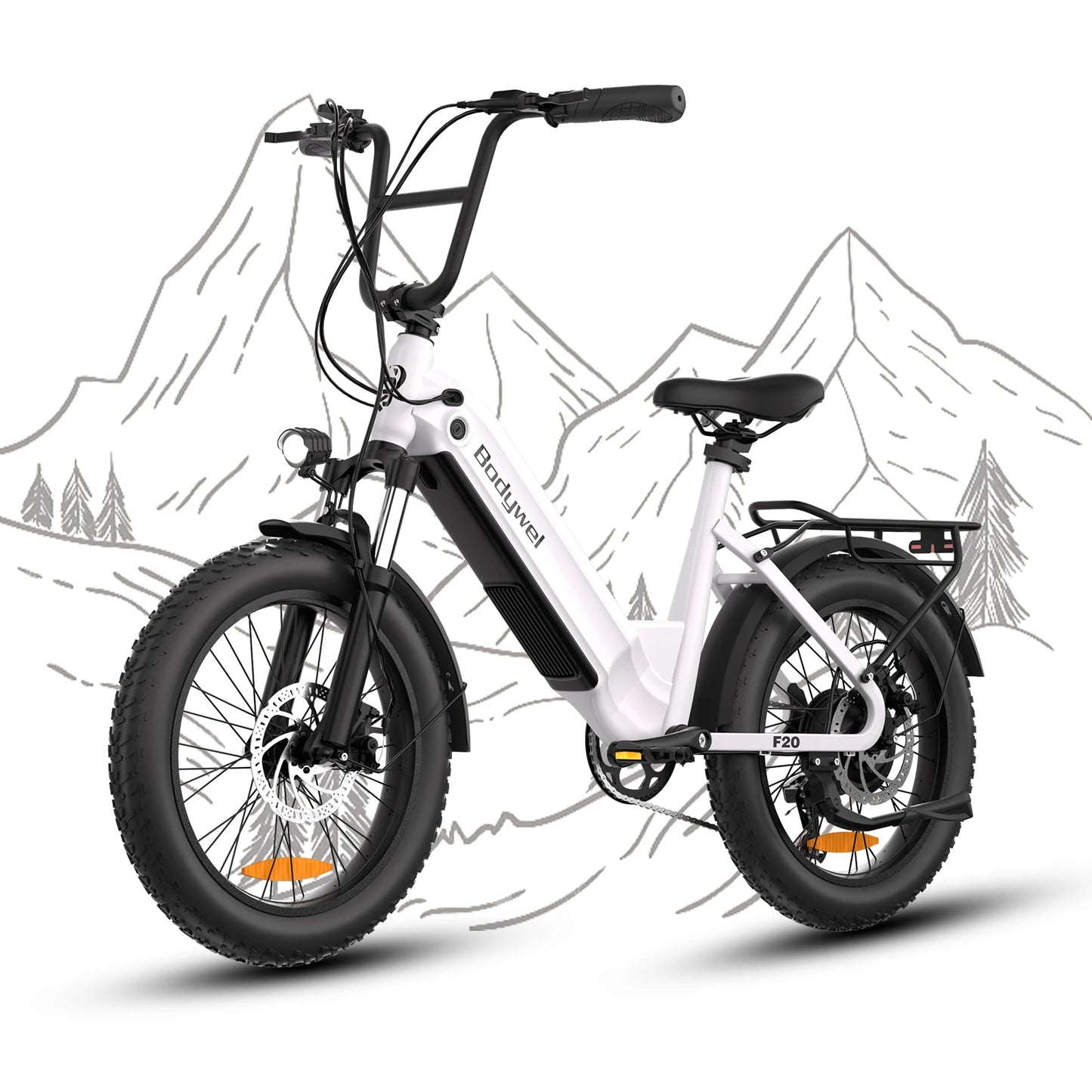 Bodywel F20 Fat Tire Ebike 20Inch Electric Bicycle 500W 48V 13.5Ah Battery All Terrain e dirt bike for Adults