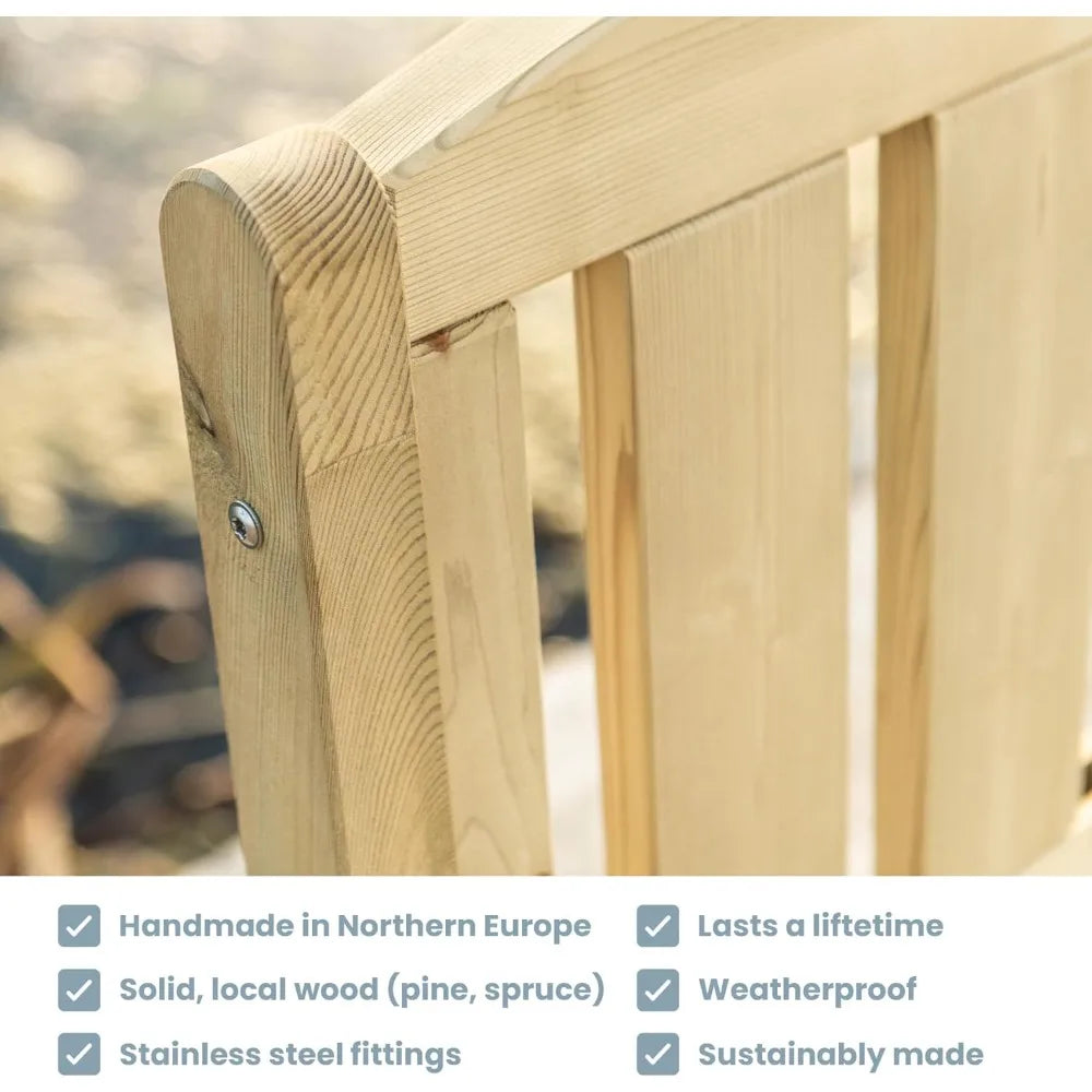 Double Bench Classic Design  Weatherproof Wooden Bench for Outdoors, Patio, Backyard and Garden