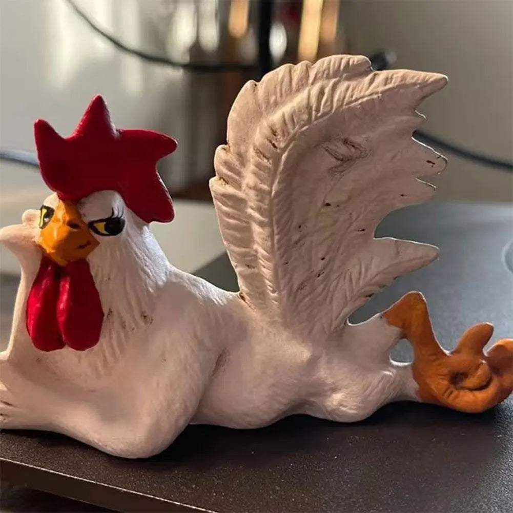 Rooster Decor Chicken Yard Art Sculpture Desktop Ornament Creative Rooster Decorative Figurine Resin Small Red White Rooster