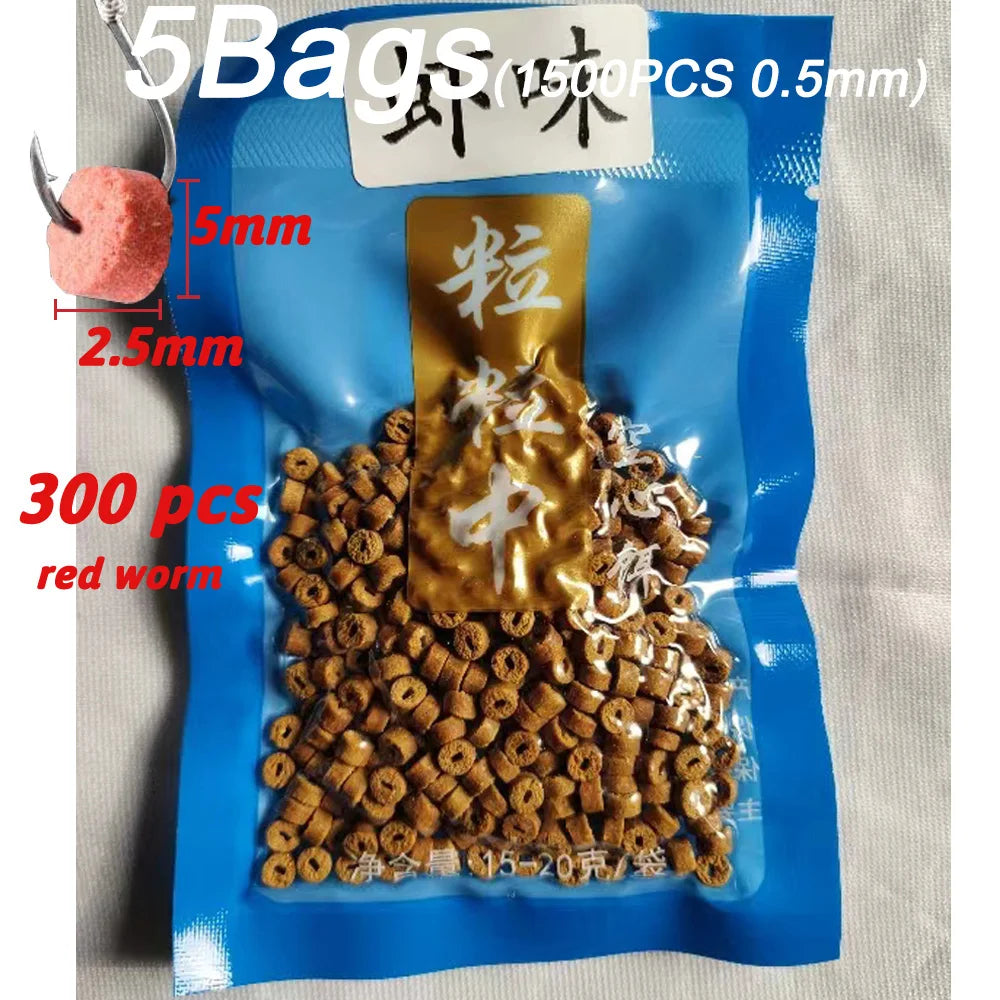 5 Bags Fishing Feed Attractant Hollow Granular Lure Nutrition Food Fishy Flavor Scent Pesca Carp Atomization Bite Hook Soft Bait