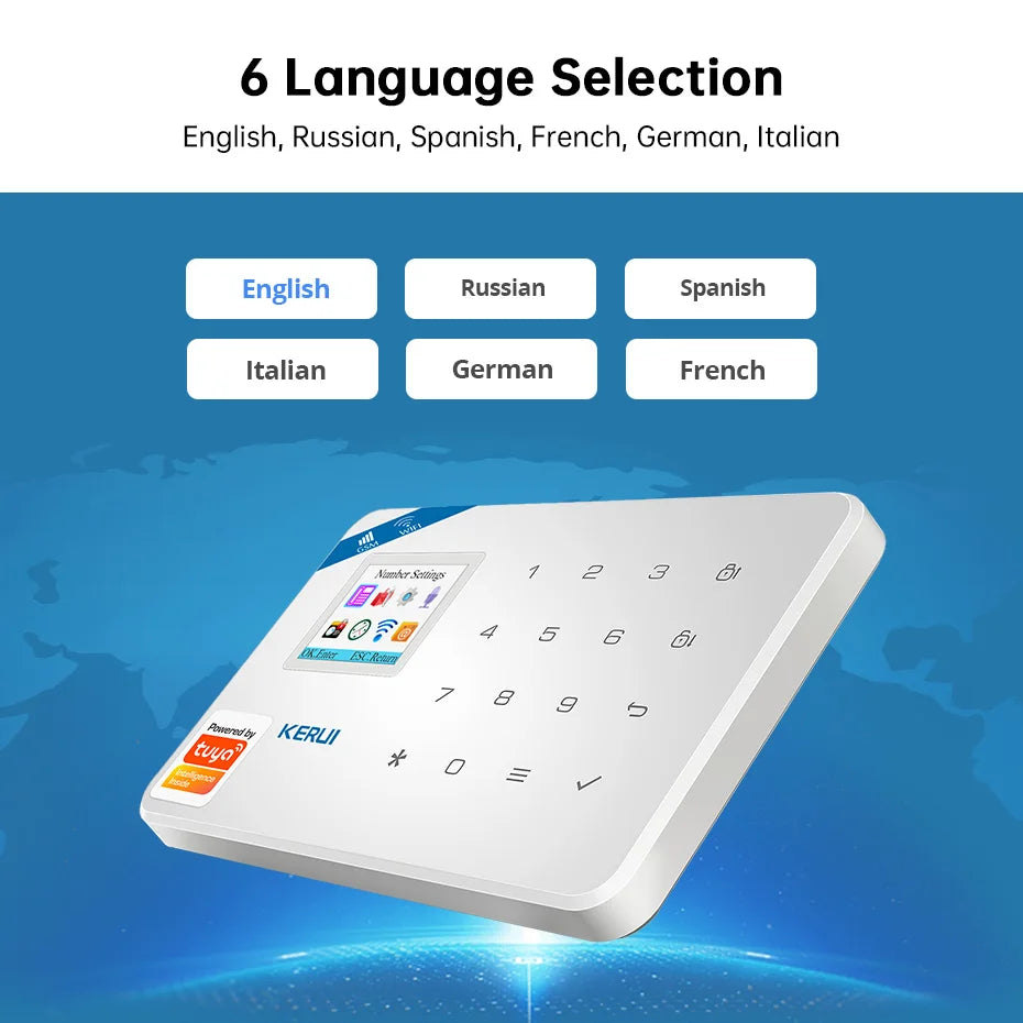 KERUI Smart Home Alarm 4G Window/Door Motion Sensor Siren Security System Kits Tuya Smart APP Control WIFI GSM Anti Theft W184