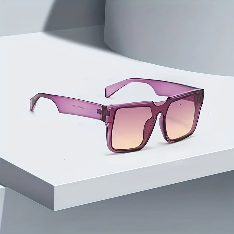2025 New in Vintage Sunglasses for Women Lens Embedded Fashionable High-end Gradient Purple Square Glasses Sun Glasses Women