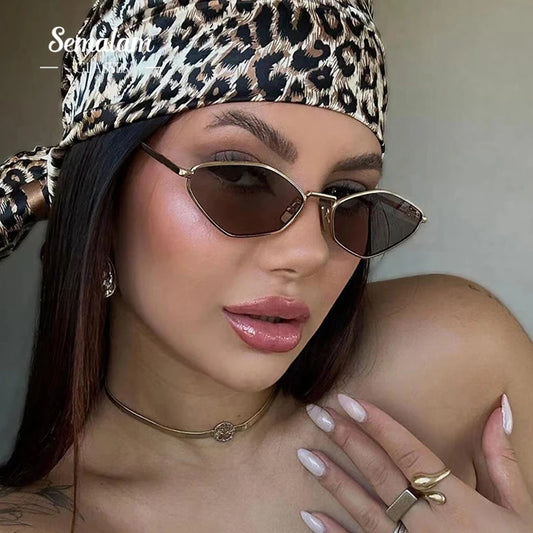 Small Polygonal Sunglasses Women Luxury Brand Steampunk Metal Frame Sun Glasses Ladies  Vintage Rhombus Shades UV400 Eyeglasses