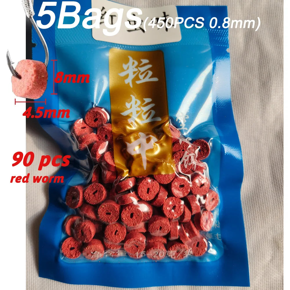 5 Bags Fishing Feed Attractant Hollow Granular Lure Nutrition Food Fishy Flavor Scent Pesca Carp Atomization Bite Hook Soft Bait