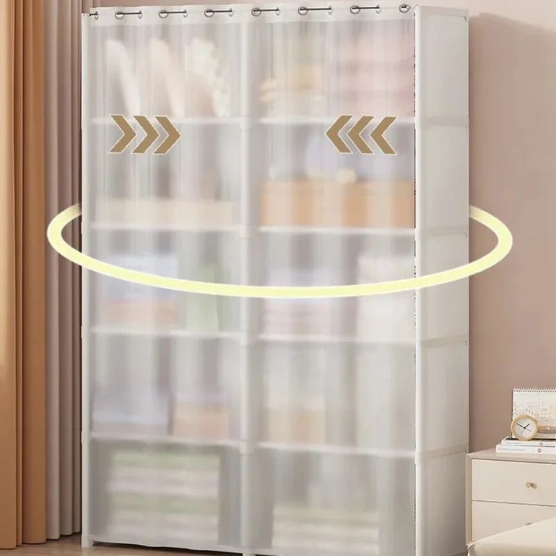 Dustproof Wardrobe Multi-layer Storage Rack Storage Cabinet DIY Multilayer Furniture Curtains Portable Clothes Organizer Cabinet