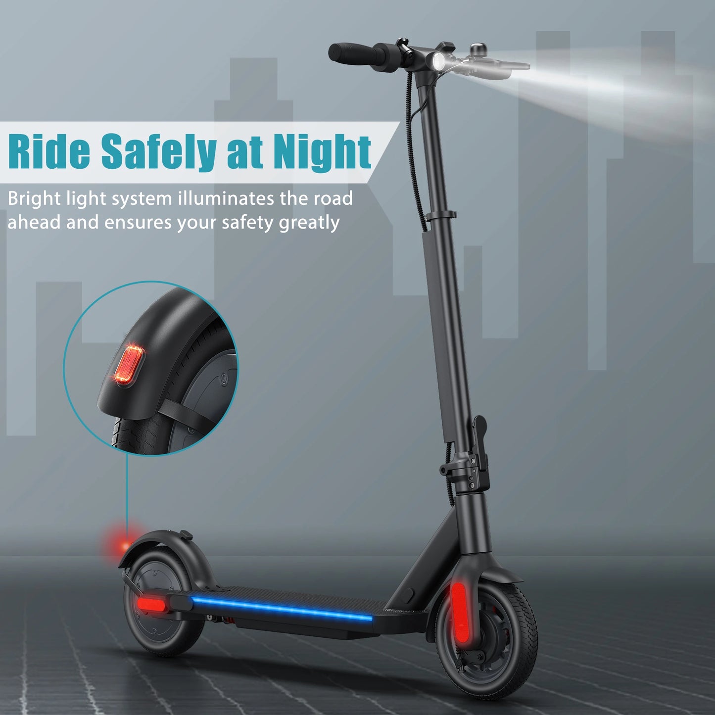 Electric Scooter 20 Mile Range 20 MPH Fast Folding Electric Scooter For Adult Commuters With App Control And Dual Braking System