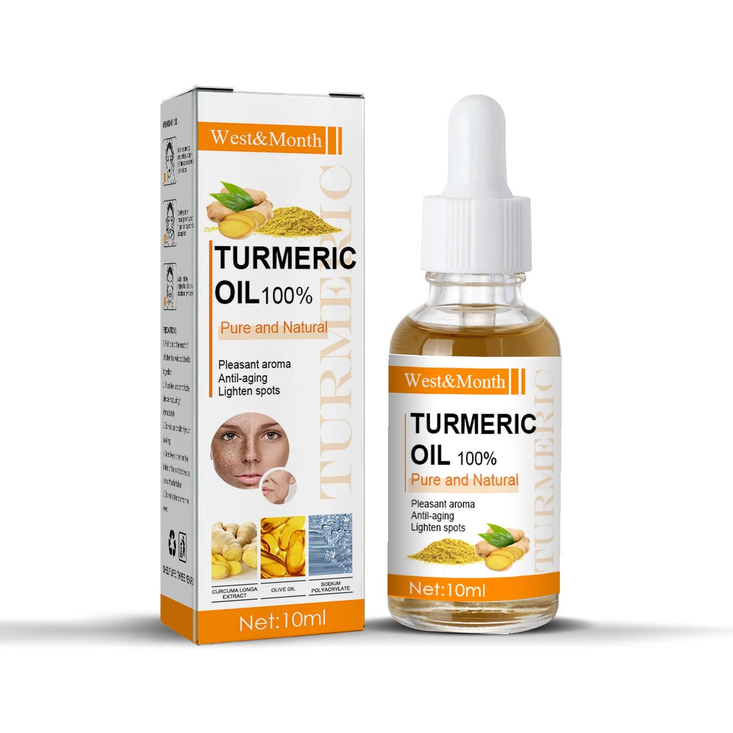 Turmeric Essence Oil Firming Tightening Fade Fine Lines Brighten Skin Tone Remove Melanin Deeply Moisturizing Facial Serum Oil