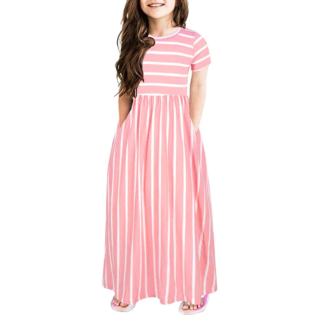Print Dresses Sleeve Kids Baby Clothes Toddler Dress Striped Short Girls Girls Dress&Skirt Girls Winter Clothes Size 6 Years