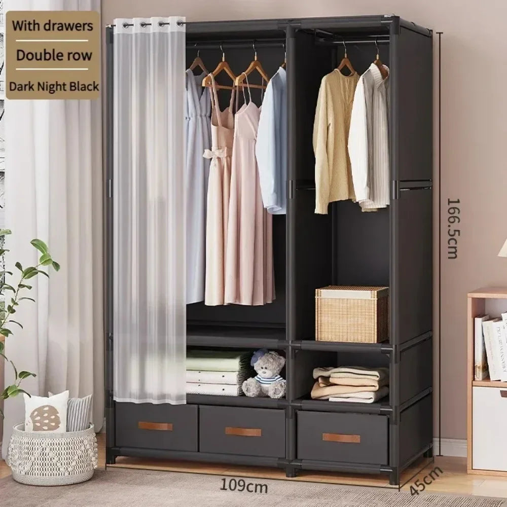 Bedroom Wardrobe Assembling A Dust-proof Large Capacity Wardrobe Strong Load-bearing Capacity Blankets Clothes Storage Cabinet