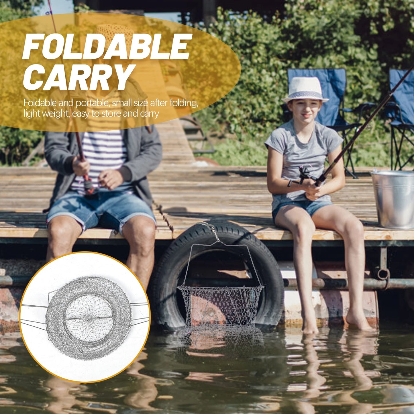 Fish Nets for Fishing Folding Wire Guard Fishnets Stainless Steel Telescoping Basket