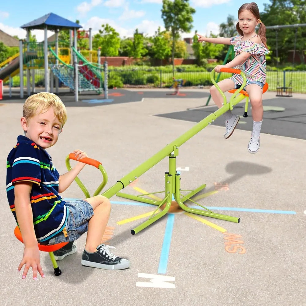 Kids Seesaw 360 Degree Rotation Safe Swivel Teeter Totter Outdoor Indoor Home Playground Equipment Set