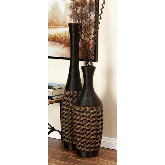 48" Tall Woven Floor  Rattan Vase terrarium  glass vase