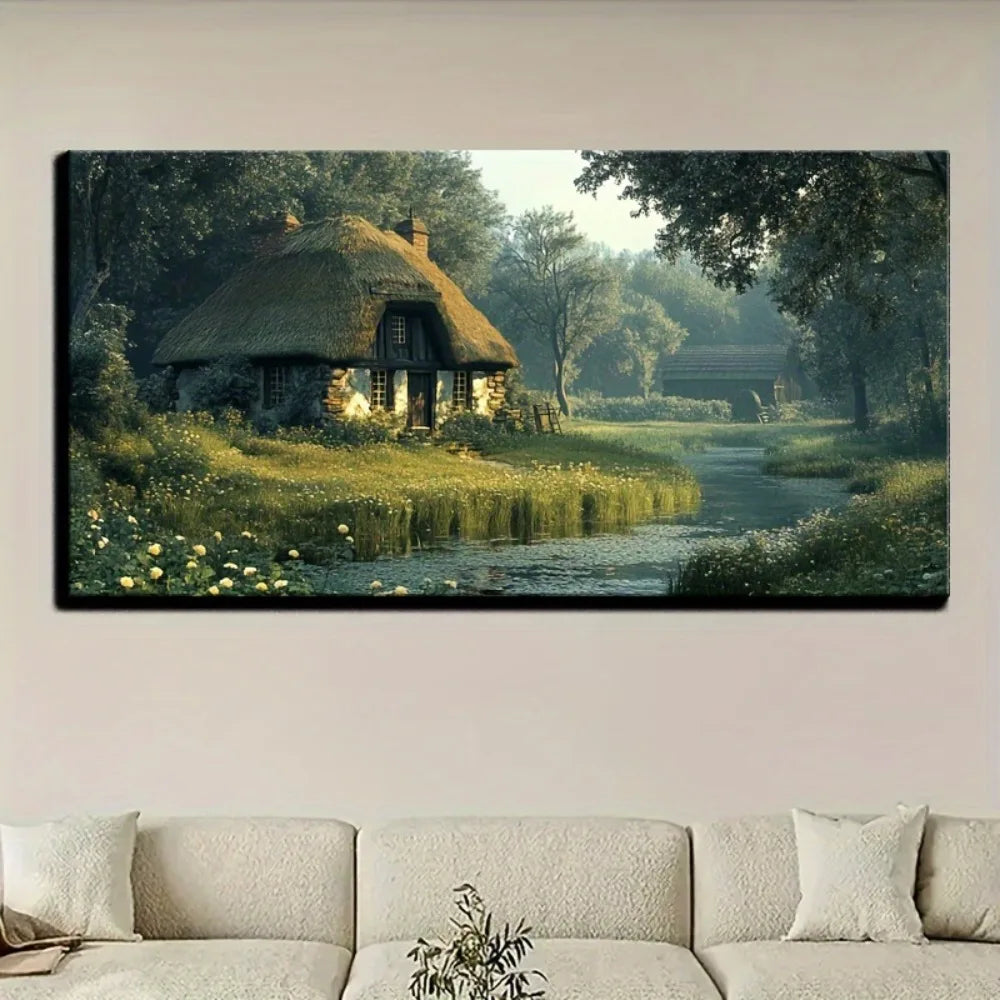 Printed art on canvas, Victorian style wall decoration, 1.5 inch thick pine solid wood frame