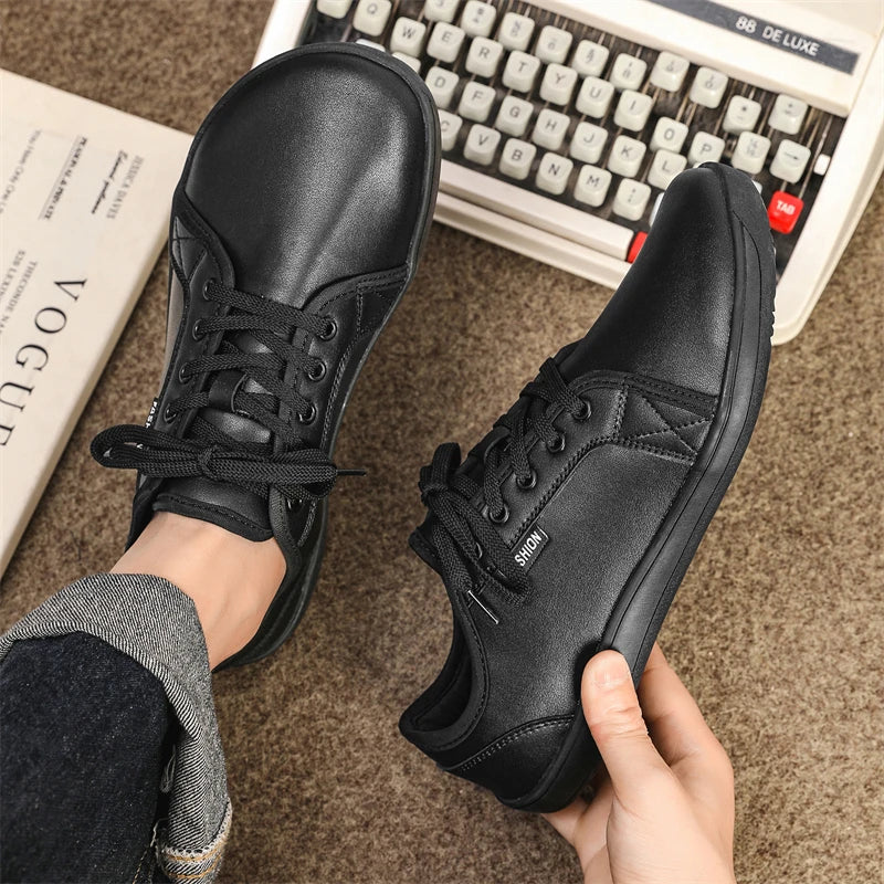 Men Shoes Wide Barefoot Shoes for Men Minimalist Split Leather Casual Shoes Breathable Comfortable White Shoes Walking Sneakers