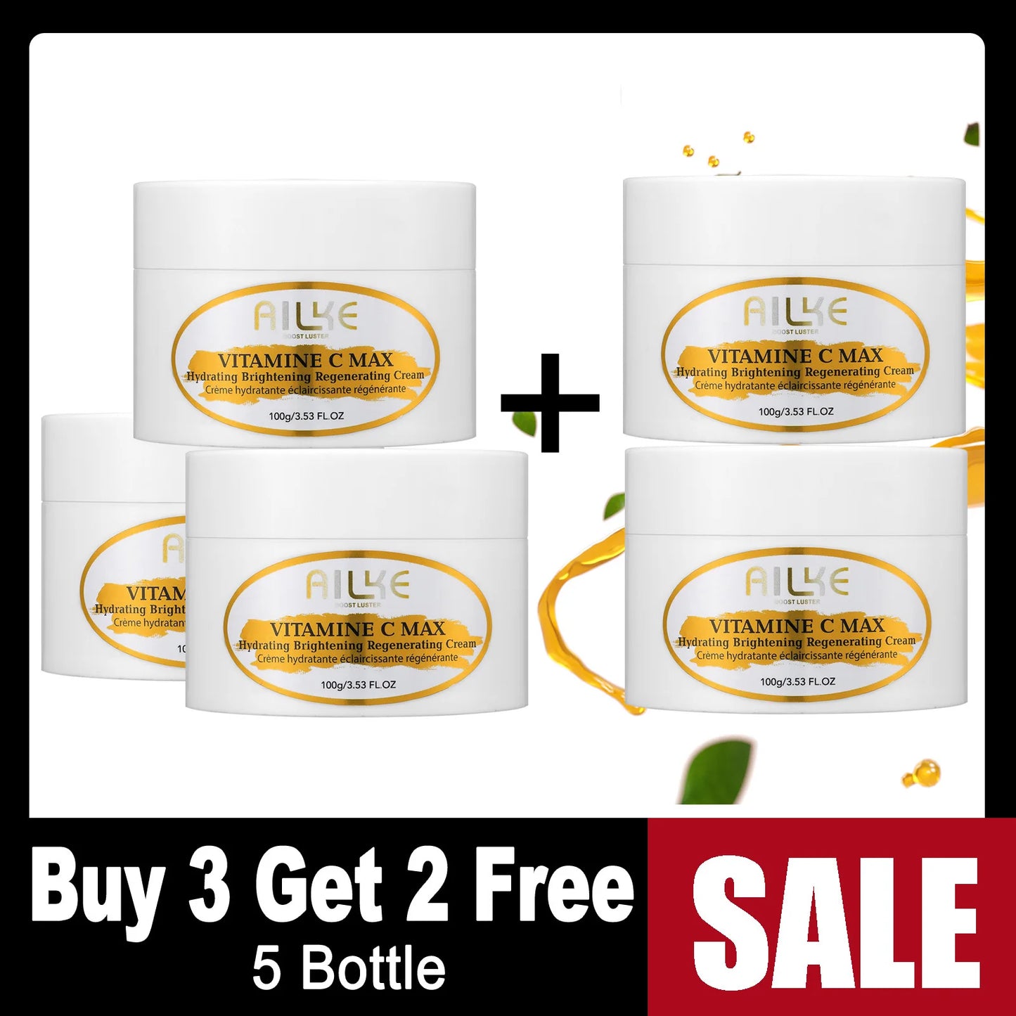 AILKE Whitening Skin Care Kit, With Vitamin C, Brightening, Reduce Dark Spots, Sun Spots, Clean Stains, Elastic & Smooth Skin