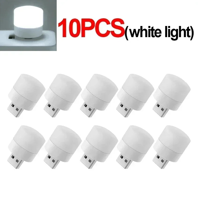 1-50pcs Mini USB Night Lights Warm White Eye Protection Book Reading Light PC Mobile Power USB Plug LED Charging Lamps Wholesale