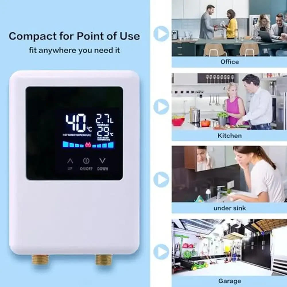 Electric Tankless Water Heater 5000W 110V 120V Remote Control Instant Thermostatic Hot Water Heater Kitchen RVs Compact Spaces