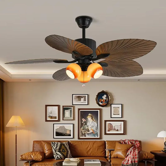 American Retro celiing Fan Light European Mid-Century Luxury chandelier  Living Room Restaurant Bedroom Villa Cafe Remote Fan