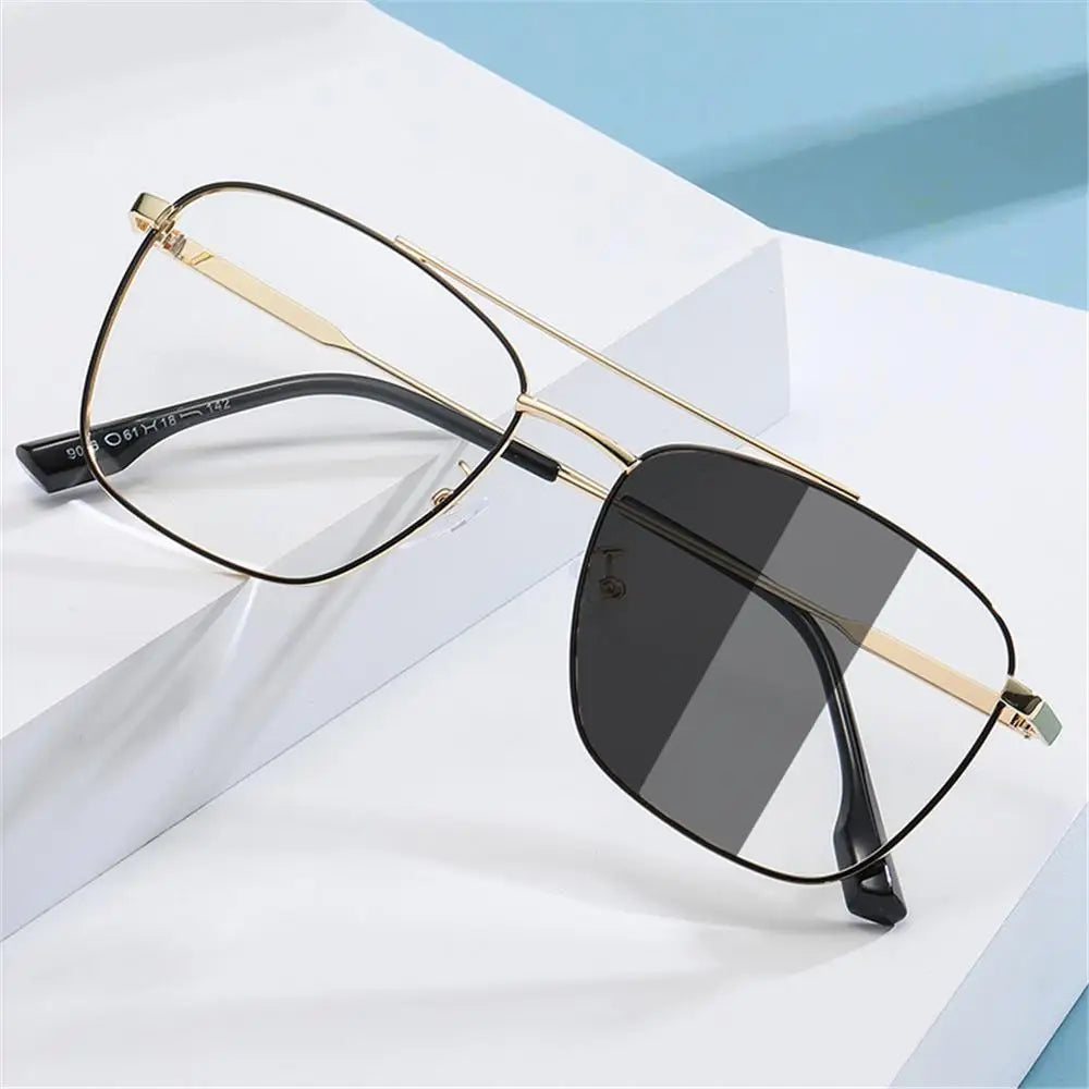 Square Sunglasses Men Women Anti Radiation Anti Blue Light Computer Photochromic Eyeglasses UV400 Shades Metal Sun Glasses