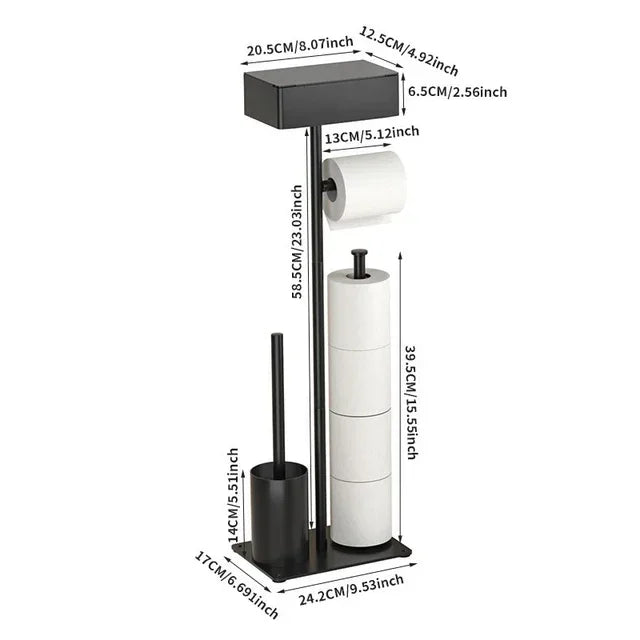 304 Stainless Steel Integrated Bathroom Accessories Toilet Brush Holder Floor Standing Toilet Paper Holder Cleaning Tools