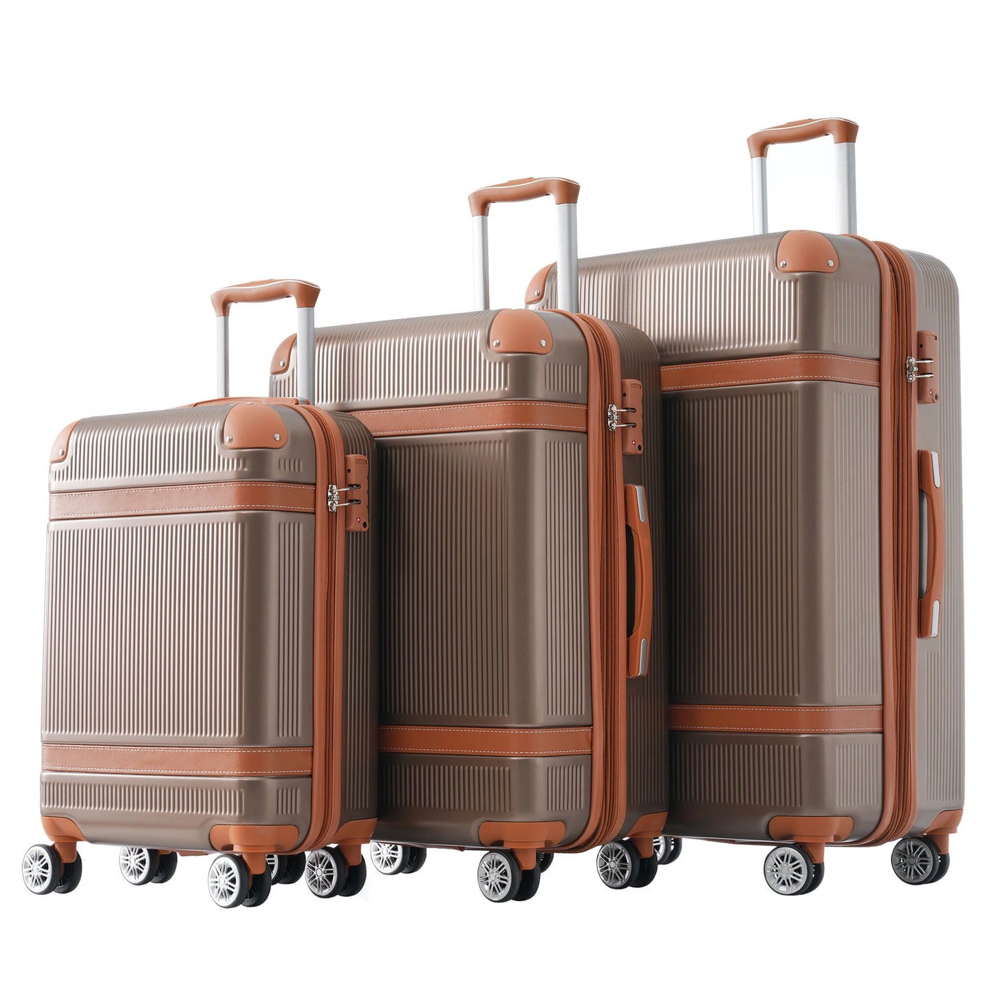 20'' 24'' 28'' 3 Pcs Luggage Travel Suitcase with 8 Spinner Wheels TSA Lock Collision-Protection Angle Travel Rolling Luggages