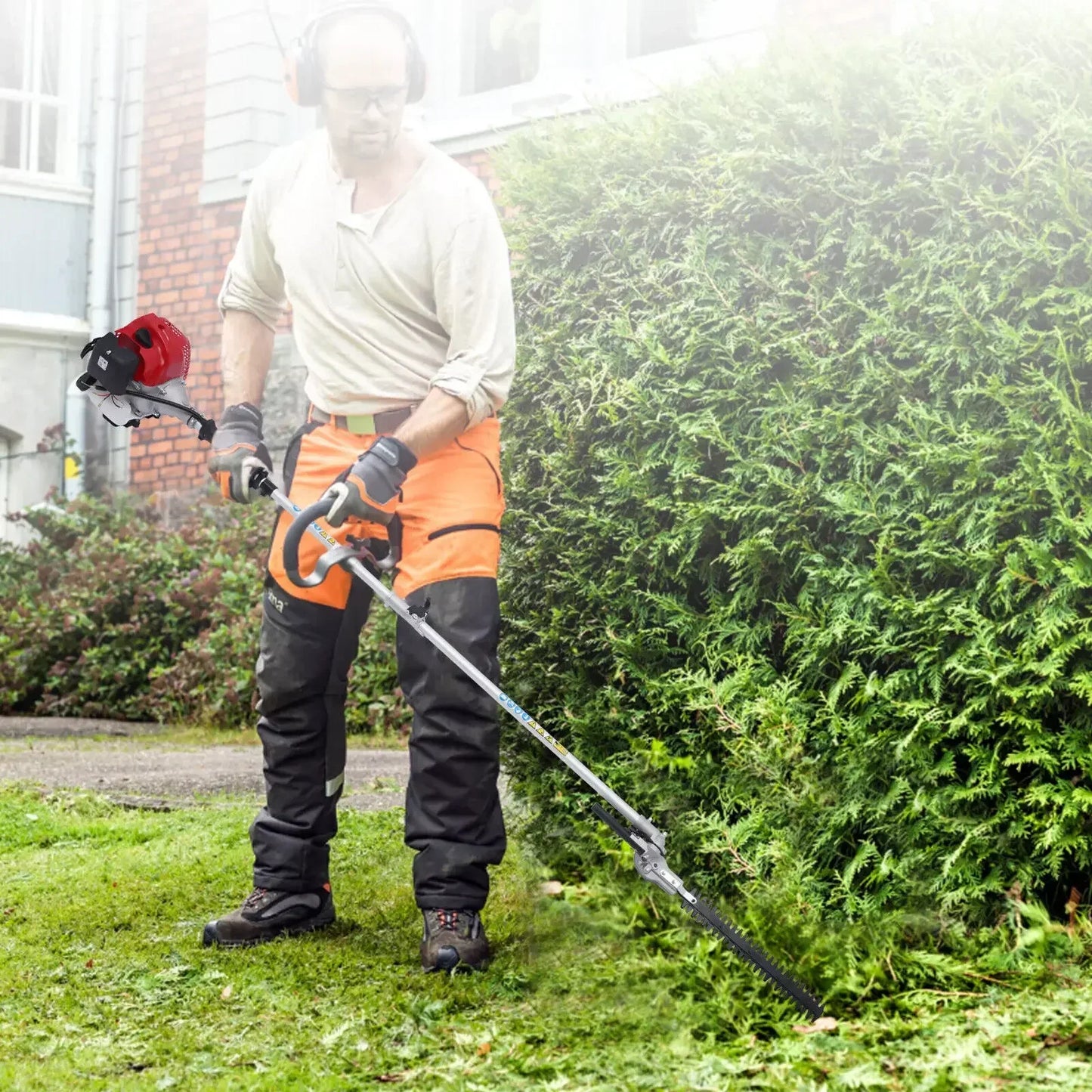 Gas Powered Pole Saw and Brush Cutter – 51.7CC Hedge Trimmer for Tree, Weed, and Garden Use