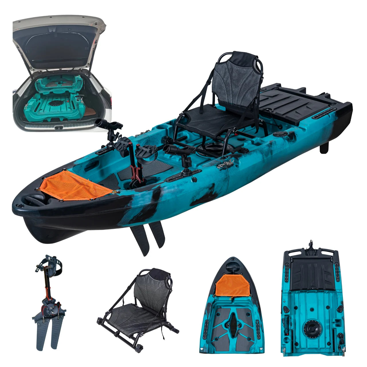 Modular Fishing Kayak Splicing Kayaks Two Section Pedal Drive Kayak for Water Sports