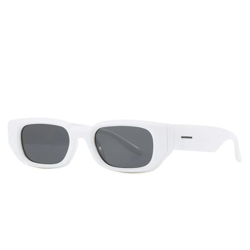Men Vintage Rectangle White Frame Sunglasses Fashion Retro Brand Designer Sun Glasses UV400 Shades Eyewear Women Goggles