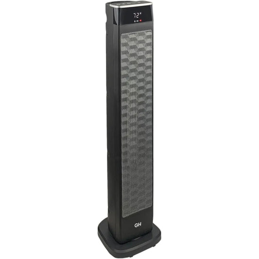 Oscillating Ceramic Tower Space Heater with Remote, 30", Black, Fast & Powerful Heating, Remote-Controlled Convenience