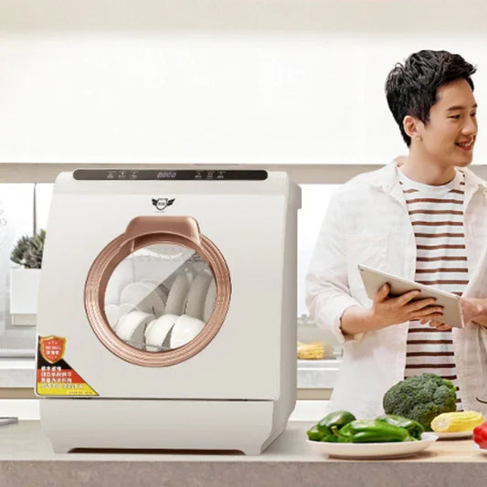 New Home Kitchen Dishwasher Large Capacity Small  Automatic Desktop Intelligent Drying and Disinfection  top and bottom spray