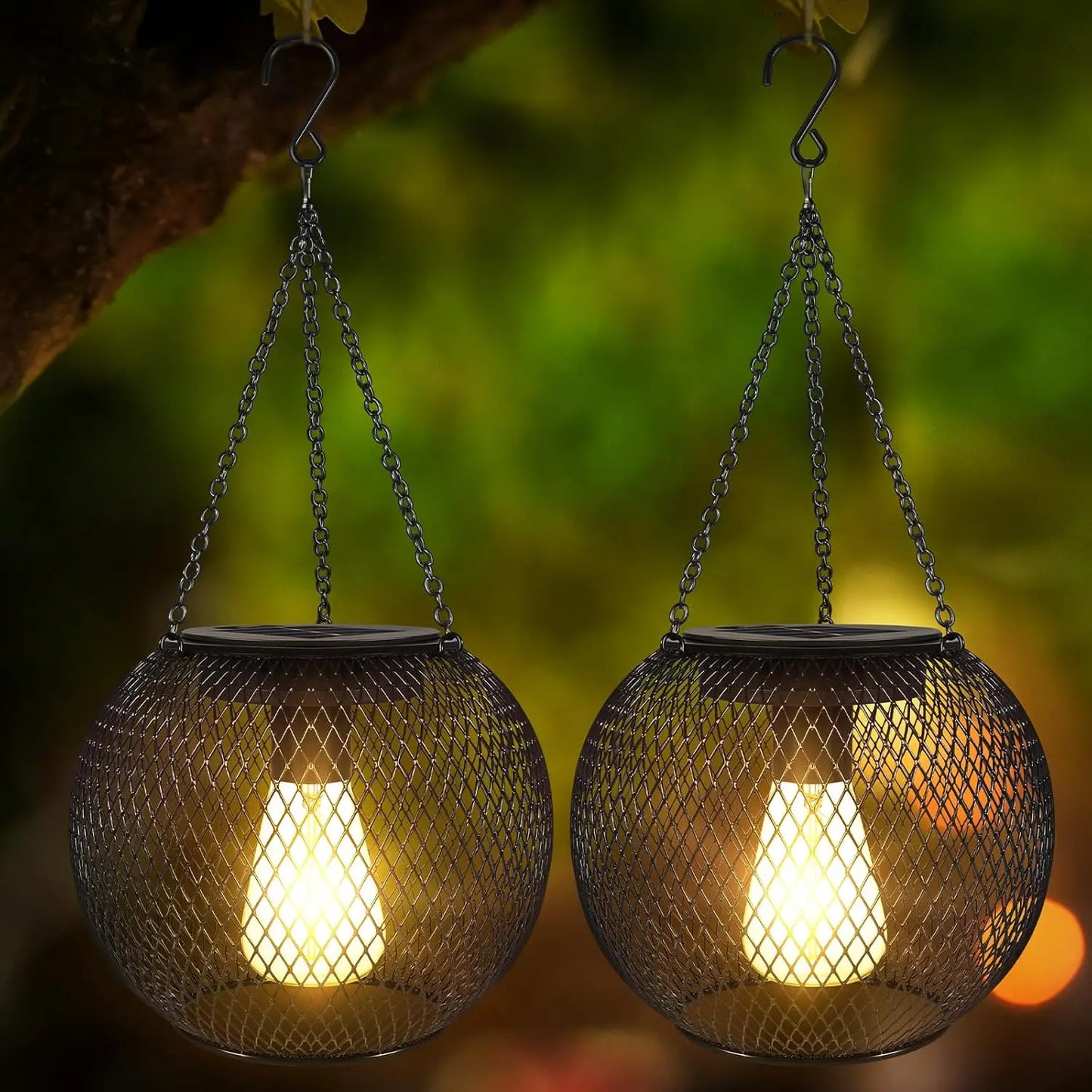 Solar Garden Lights Outdoor Hollow Diamond Pattern Projection Lantern Waterproof Decorative Hanging Lamp for Yard Pathway Decor