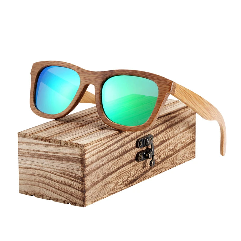 Bamboo Sunglasses Men Retro Vintage Wood Sun Glasses Women Polarized Mirror Coating Lenses Eyewear