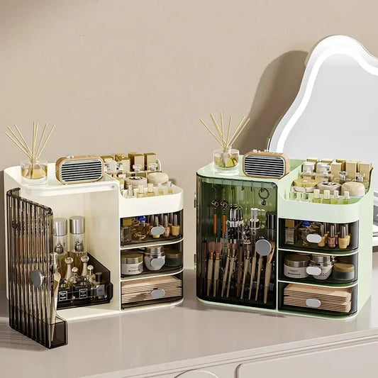 Cosmetic Storage Box, Dust-Proof, Moisture-Proof, Waterproof, Large Capacity Skincare Product Shelf, Can Be Layered for Storage