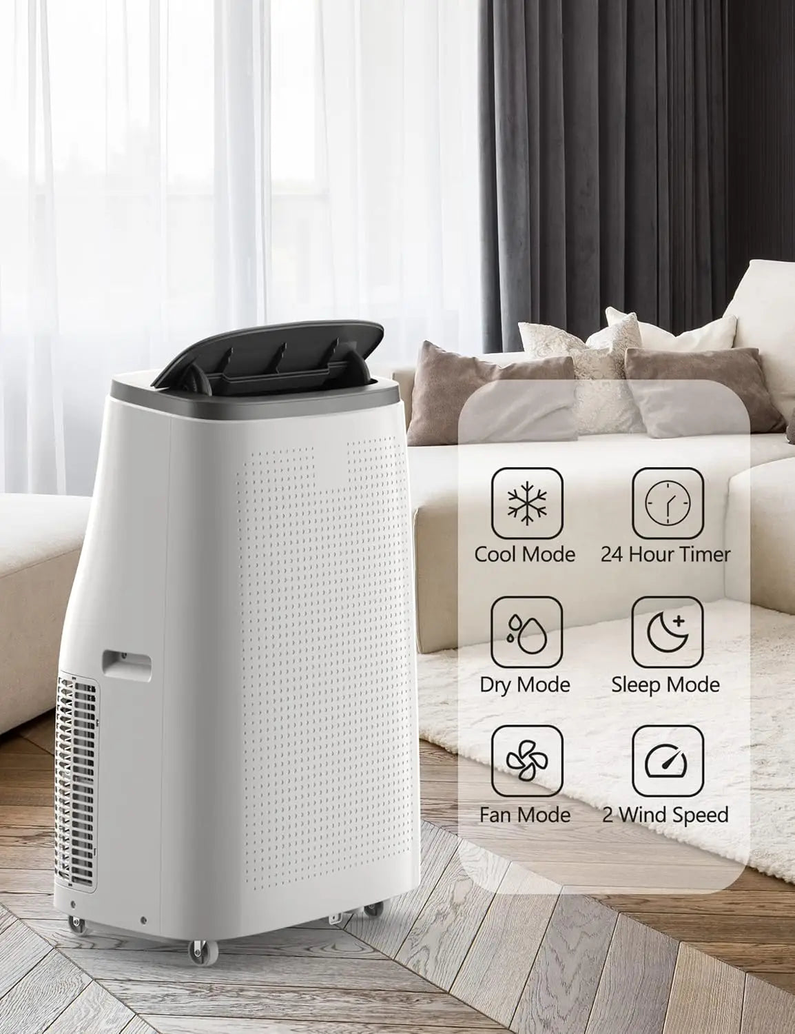 14000 BTU Portable Air Conditioner, 4-In-1 Energy Efficient Room Air Conditioner w/Remote/Fan/Dehumidifier, Cools Up to 750 Sq.