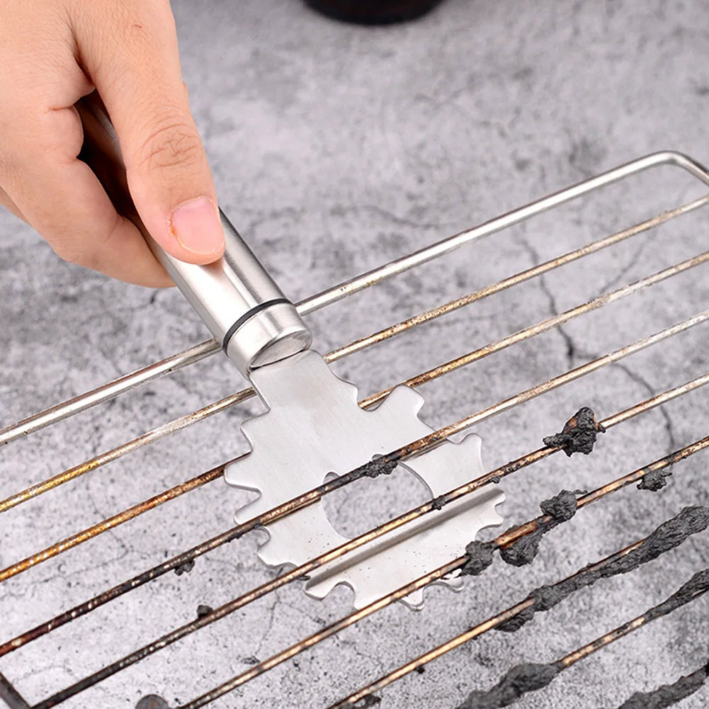 Stainless Steel Grill Cleaning Scraper Handheld BBQ Net Cleaner With Bottle Opener Kitchen Accessories For Barbecue Outdoor