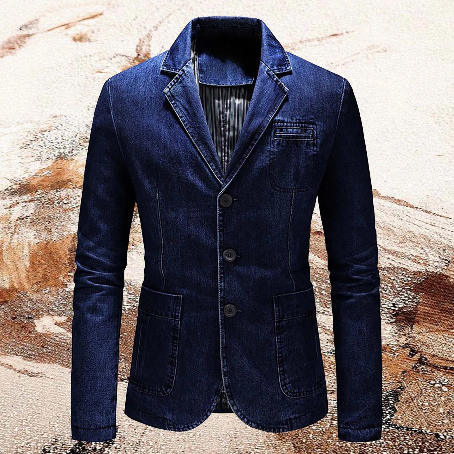 Men‘S Denim Jacket Cowboy Retro Cotton Denim Coat Spring Loose Fit Jeans Jacket Outerwear Y2k Casual Business Denim Suit Jacket