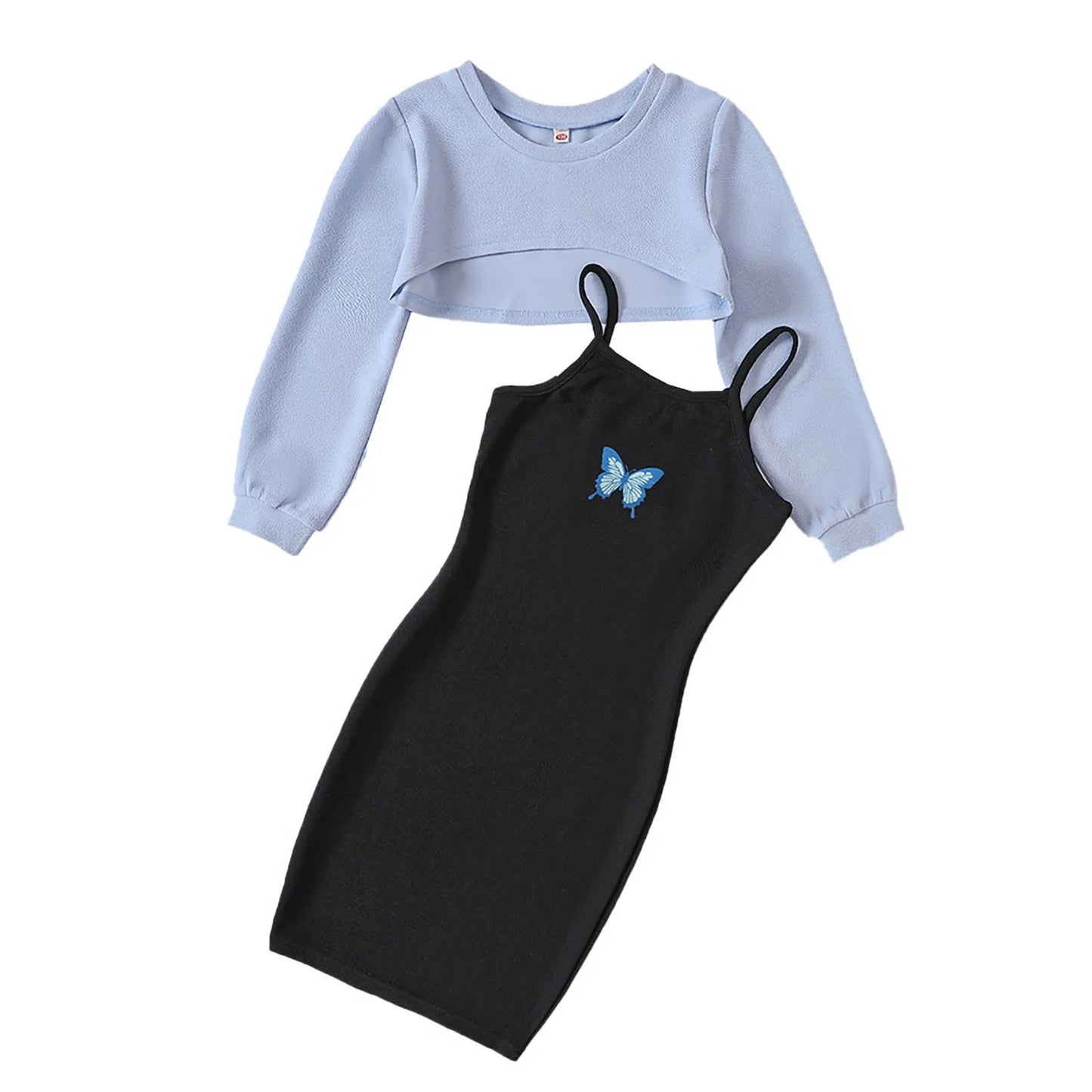 Kids Clothes Sets Girls Teenage Dresses For Girls Children's Clothing Sweathirts Tops and Butterfly Slim Slip Dress Girls Dress