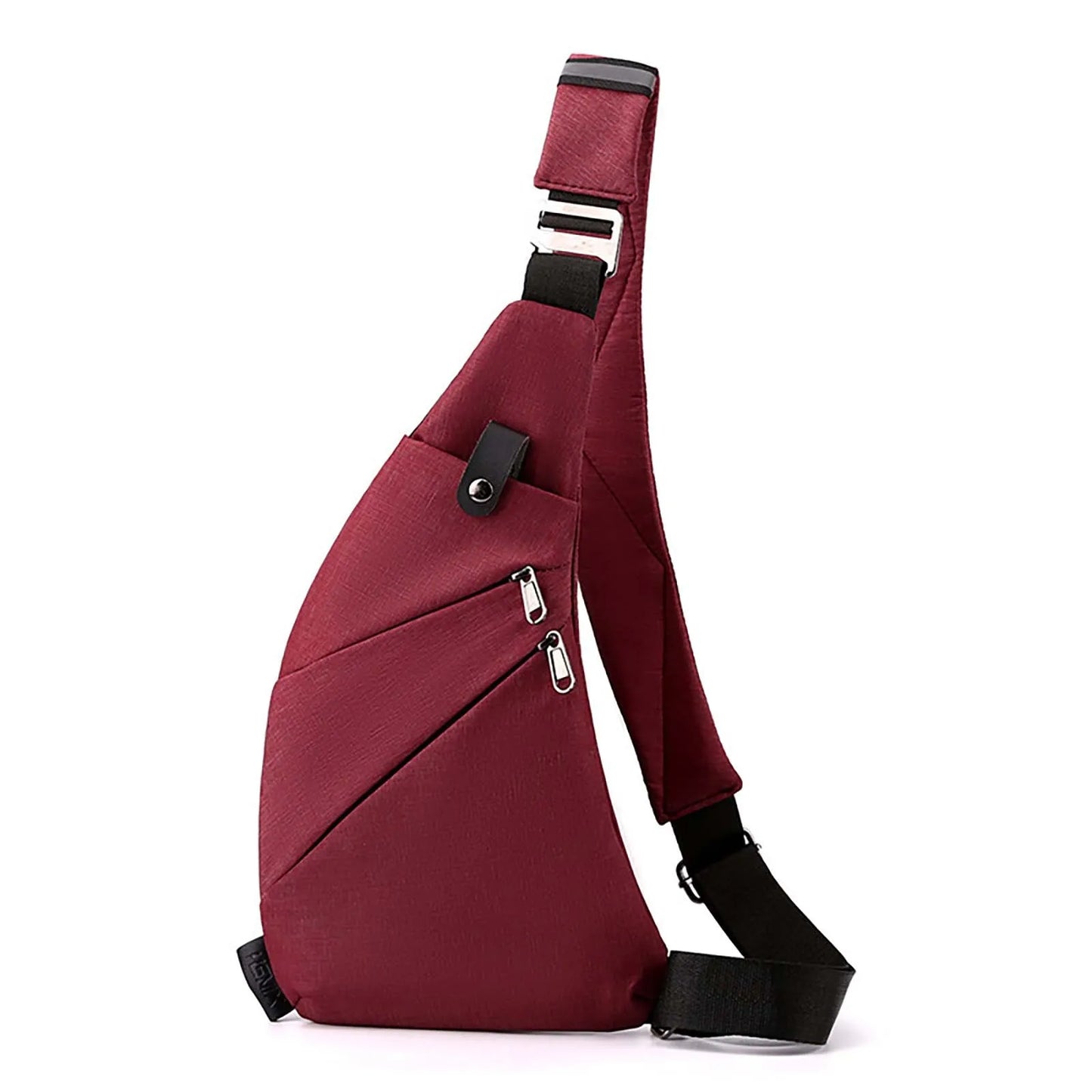 Versatile Men's Outdoor Chest Bag with Crescent Shape & Adjustable Slanted Shoulder Strap, Durable Nylon Design for Travel