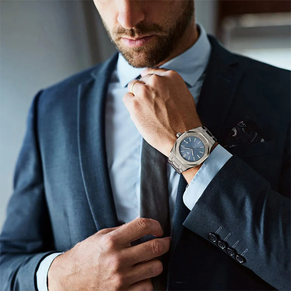 AP Luxury Brand Classic Trendy Men's Delicacy Watch Waterproof Stainless Steel Wristwatch Luminous Date Mineral Glass Watch Gift