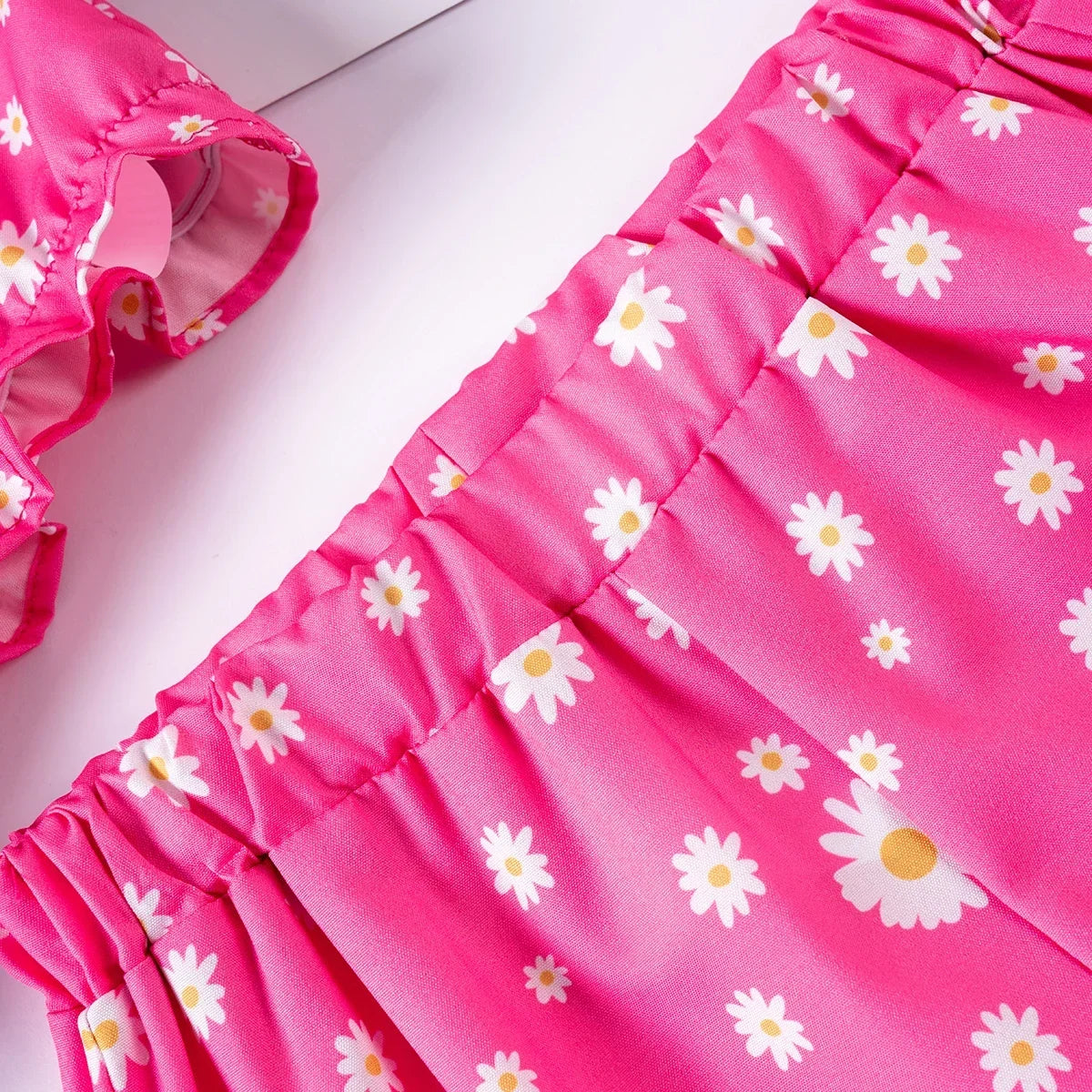 Toddler Girls Tank Top + Shorts Set Summer Floral Print 2pcs Two Colours Available for Birthday Party or Beachwear