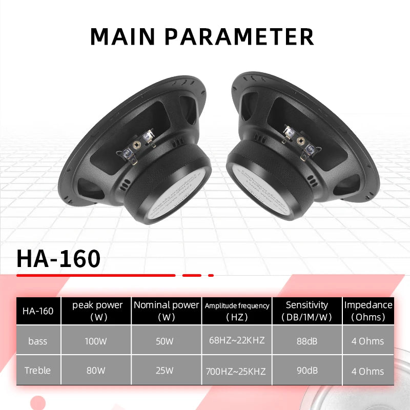 Car audio modification with 6.5-inch coaxial speaker, high pitched, mid-range, universal car mounted two-way coaxial