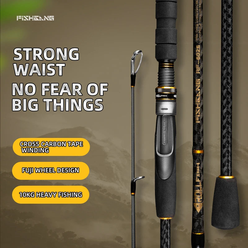 ROLLFISH Boat Carbon Fiber Light Jigging Fishing Rod Spinning Casting Lure Fishing Rod Saltwater 2Sections WT127-141g 1.68-1.98m