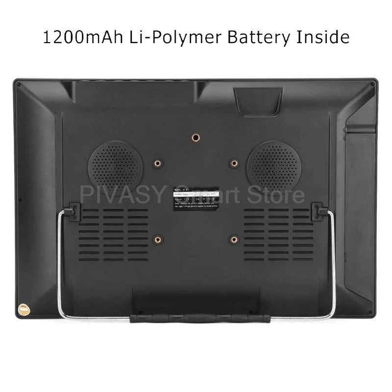 Portable Monitor Car mini TV Screen 15.4 Inch HD FM Outdoor Lightweight with stand support PVR Long Life LED Battery 2 channels
