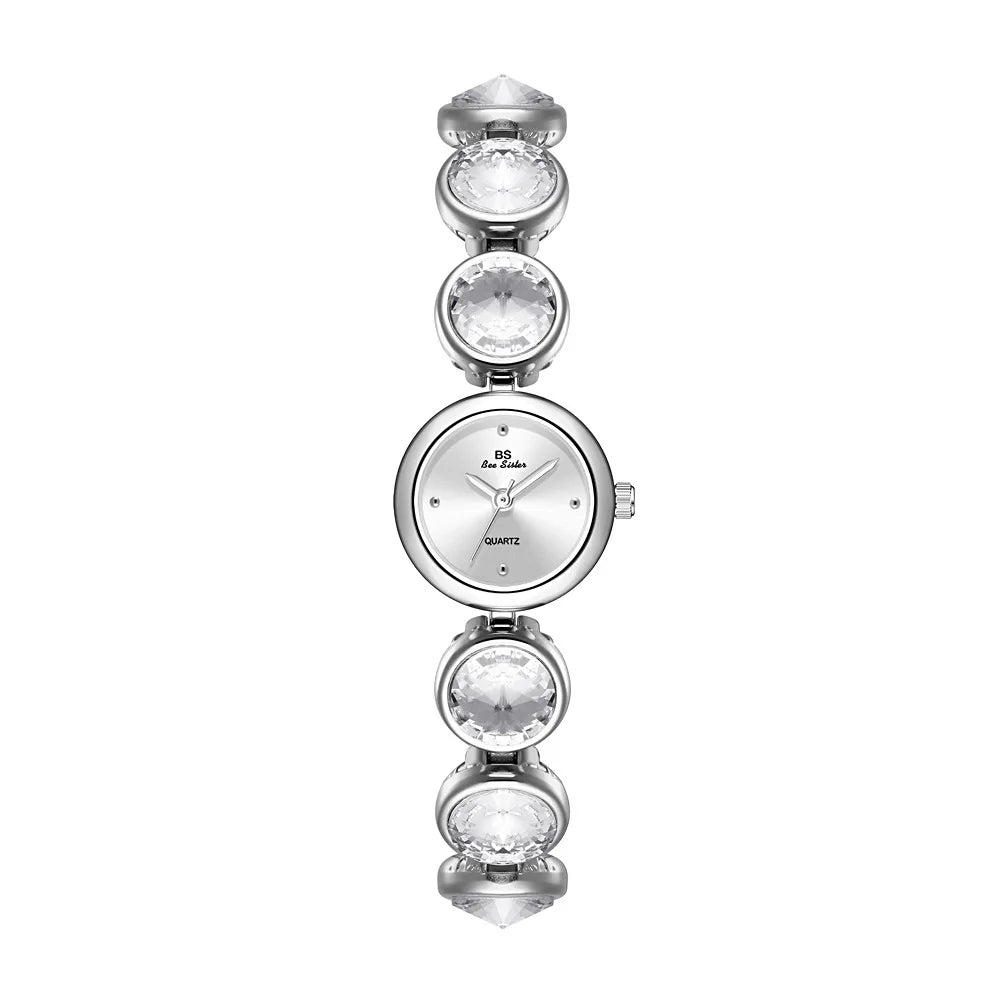 Woman Pink Rhinestone Watch Light Luxury Small Bracelet Clock Elegant Fashion Ladies Girl Student Dress Party Watches Gifts