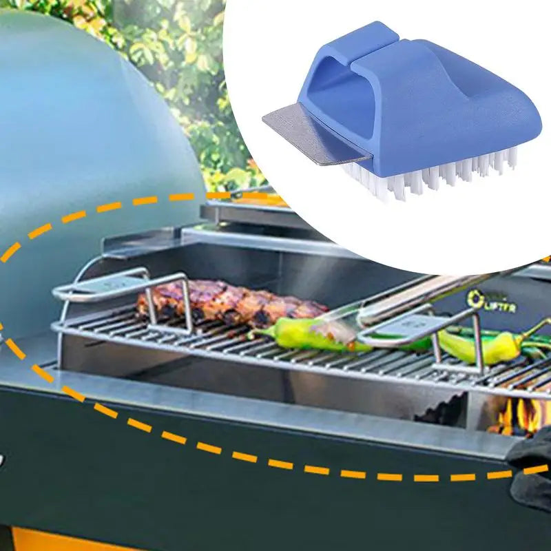Grill Scrubber Brush Outdoor Grill Scrubber And Spatula 2-in-1 Design Cleaning Tool For Home Kitchens Camping Trips Backpacking