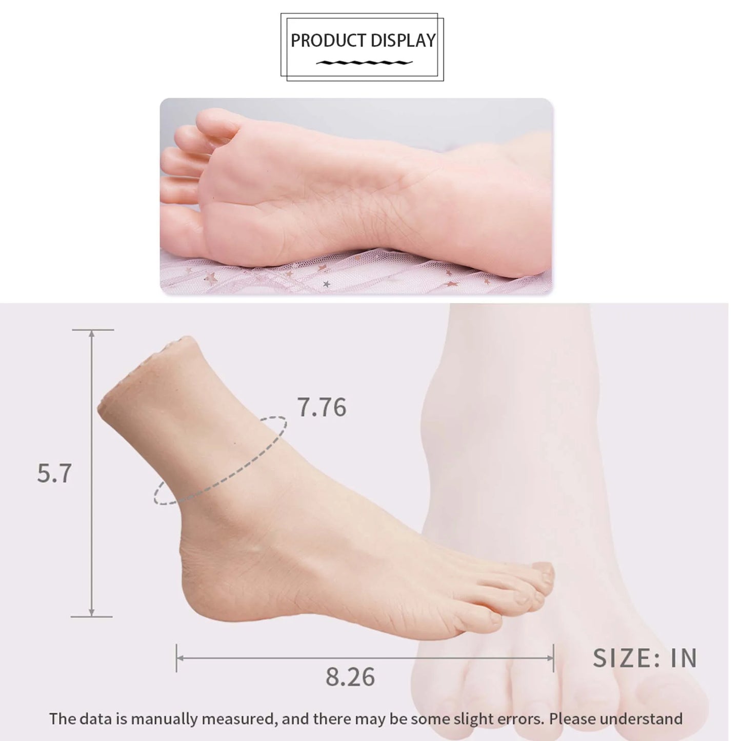 Zilasegy A Pair Silicone Feet Model Realistic Fake Foot Female Mannequin Display Sandal Shoe Sock Art Sketch Nail