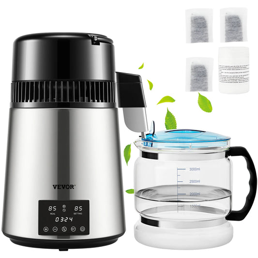 SucceBuy 4L Water Distiller Purifier Filter Dispenser Drinking Bottle Softener Temp Display Overheat Protection Home Appliance